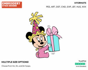 Baby Minnie - Disney Characters - Birthdays & Parties - Holiday Inspired Embroidery Design in 3 sizes & 8 formats