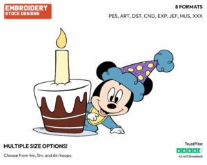Baby Mickey - Disney Characters - Birthdays & Parties - Holiday Inspired Embroidery Design in 3 sizes & 8 formats
