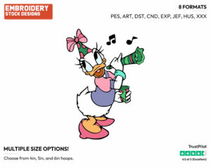 Daisy Duck Celebrating - Disney Characters - Birthdays & Parties - Holiday Inspired Embroidery Design in 3 sizes & 8 formats