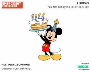 Mickey Mouse Birthday Cake - Disney Characters - Birthdays & Parties - Holiday Inspired Embroidery Design in 3 sizes & 8 formats