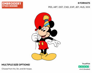 Mickey Mouse - Disney Characters - Birthdays & Parties - Holiday Inspired Embroidery Design in 3 sizes & 8 formats
