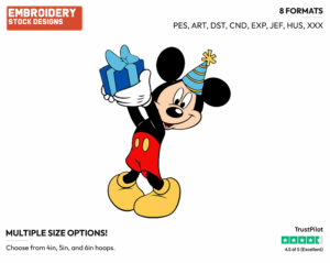 Mickey Mouse - Disney Characters - Birthdays & Parties - Holiday Inspired Embroidery Design in 3 sizes & 8 formats