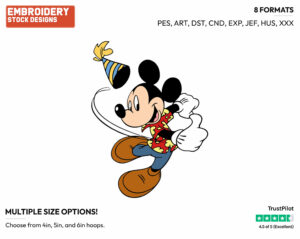 Mickey Mouse - Disney Characters - Birthdays & Parties - Holiday Inspired Embroidery Design in 3 sizes & 8 formats