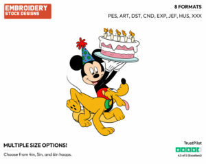Mickey Mouse, Pluto - Disney Characters - Birthdays & Parties - Holiday Inspired Embroidery Design in 3 sizes & 8 formats