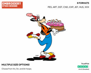 Goofy Birthday Cake - Disney Characters - Birthdays & Parties - Holiday Inspired Embroidery Design in 3 sizes & 8 formats