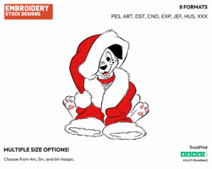 Dalmatian Puppy As Santa Claus - Disney Characters - Christmas - Holiday Inspired Embroidery Design in 3 sizes & 8 formats