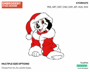 Dalmatian Puppy As Santa - Disney Characters - Christmas - Holiday Inspired Embroidery Design in 3 sizes & 8 formats