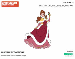 Belle Holding Mistletoe - Disney Characters - Christmas - Holiday Inspired Embroidery Design in 3 sizes & 8 formats