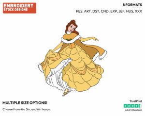 Belle - Disney Characters - Christmas - Holiday Inspired Embroidery Design in 3 sizes & 8 formats