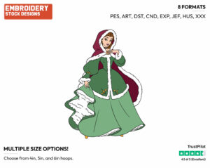 Belle - Disney Characters - Christmas - Holiday Inspired Embroidery Design in 3 sizes & 8 formats