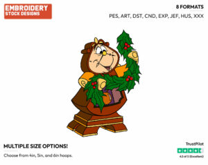 Cogsworth - Disney Characters - Christmas - Holiday Inspired Embroidery Design in 3 sizes & 8 formats