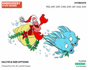 Sebastian As Santa - Disney Characters - Christmas - Holiday Inspired Embroidery Design in 3 sizes & 8 formats