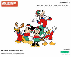 Mickey Mouse And Friends At Christmas - Disney Characters - Christmas - Holiday Inspired Embroidery Design in 3 sizes & 8 formats
