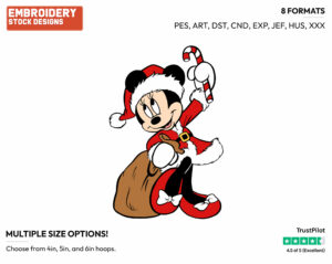 Minnie Mouse As Santa Claus - Disney Characters - Christmas - Holiday Inspired Embroidery Design in 3 sizes & 8 formats