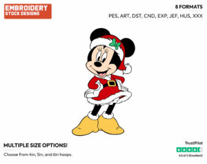 Minnie Mouse As Mrs. Claus - Disney Characters - Christmas - Holiday Inspired Embroidery Design in 3 sizes & 8 formats