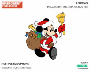 Mickey Mouse As Santa Claus - Disney Characters - Christmas - Holiday Inspired Embroidery Design in 3 sizes & 8 formats