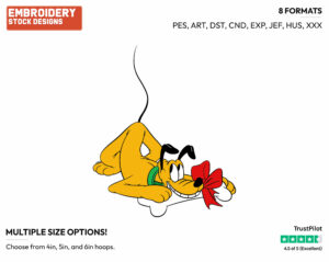 Pluto's Present - Disney Characters - Christmas - Holiday Inspired Embroidery Design in 3 sizes & 8 formats