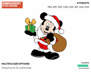 Mickey As Santa Claus - Disney Characters - Christmas - Holiday Inspired Embroidery Design in 3 sizes & 8 formats