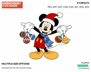 Mickey Mouse Ornaments - Disney Characters - Christmas - Holiday Inspired Embroidery Design in 3 sizes & 8 formats