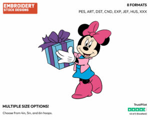 Minnie Mouse - Disney Characters - Christmas - Holiday Inspired Embroidery Design in 3 sizes & 8 formats