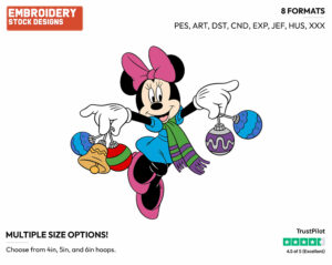 Minnie Mouse Ornaments - Disney Characters - Christmas - Holiday Inspired Embroidery Design in 3 sizes & 8 formats