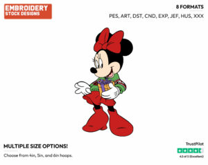 Minnie Mouse - Disney Characters - Christmas - Holiday Inspired Embroidery Design in 3 sizes & 8 formats