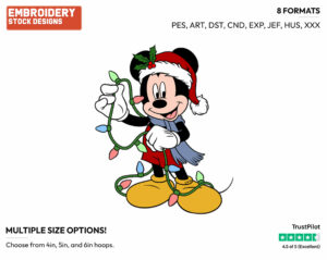 Mickey Mouse Christmas Lights - Disney Characters - Christmas - Holiday Inspired Embroidery Design in 3 sizes & 8 formats