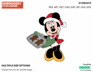 Minnie Gingerbread Men Cookies - Disney Characters - Christmas - Holiday Inspired Embroidery Design in 3 sizes & 8 formats
