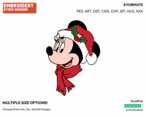 Minnie Mouse - Disney Characters - Christmas - Holiday Inspired Embroidery Design in 3 sizes & 8 formats