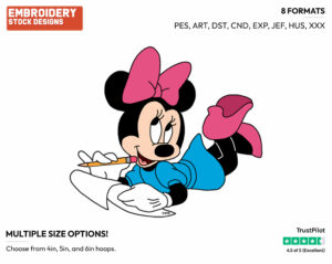 Minnie Mouse Making Wish List - Disney Characters - Christmas - Holiday Inspired Embroidery Design in 3 sizes & 8 formats