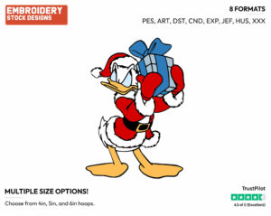 Donald Duck - Disney Characters - Christmas - Holiday Inspired Embroidery Design in 3 sizes & 8 formats