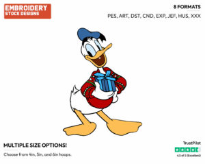 Donald Duck - Disney Characters - Christmas - Holiday Inspired Embroidery Design in 3 sizes & 8 formats