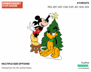 Mickey, Pluto Christmas Tree - Disney Characters - Christmas - Holiday Inspired Embroidery Design in 3 sizes & 8 formats