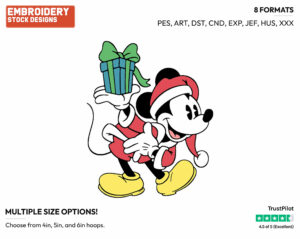 Classic Mickey As Santa Claus - Disney Characters - Christmas - Holiday Inspired Embroidery Design in 3 sizes & 8 formats