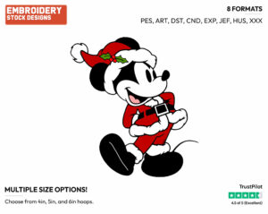 Classic Mickey As Santa Claus - Disney Characters - Christmas - Holiday Inspired Embroidery Design in 3 sizes & 8 formats