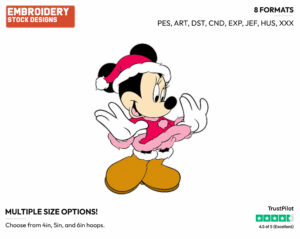 Minnie Mouse - Disney Characters - Christmas - Holiday Inspired Embroidery Design in 3 sizes & 8 formats