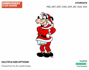 Goofy As Santa - Disney Characters - Christmas - Holiday Inspired Embroidery Design in 3 sizes & 8 formats