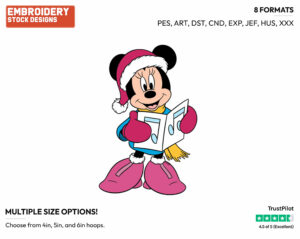 Minnie Singing Carols - Disney Characters - Christmas - Holiday Inspired Embroidery Design in 3 sizes & 8 formats