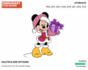 Minnie Mouse - Disney Characters - Christmas - Holiday Inspired Embroidery Design in 3 sizes & 8 formats