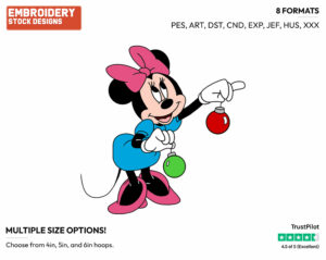 Minnie Mouse Hanging Decorations - Disney Characters - Christmas - Holiday Inspired Embroidery Design in 3 sizes & 8 formats