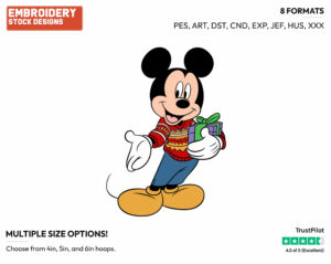 Mickey Wearing A Sweater - Disney Characters - Christmas - Holiday Inspired Embroidery Design in 3 sizes & 8 formats