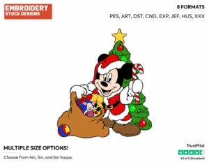 Mickey Mouse - Disney Characters - Christmas - Holiday Inspired Embroidery Design in 3 sizes & 8 formats