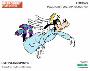 Goofy As An Angel - Disney Characters - Christmas - Holiday Inspired Embroidery Design in 3 sizes & 8 formats
