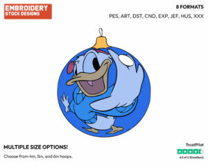 Donald Duck Ornament - Disney Characters - Christmas - Holiday Inspired Embroidery Design in 3 sizes & 8 formats