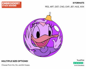 Daisy Duck Ornament - Disney Characters - Christmas - Holiday Inspired Embroidery Design in 3 sizes & 8 formats