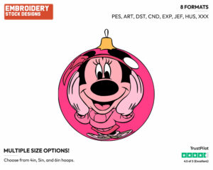 Minnie Mouse Ornament - Disney Characters - Christmas - Holiday Inspired Embroidery Design in 3 sizes & 8 formats
