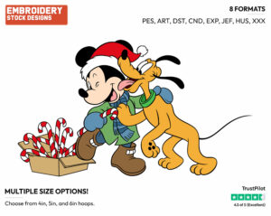 Mickey Mouse, Pluto Candy Canes - Disney Characters - Christmas - Holiday Inspired Embroidery Design in 3 sizes & 8 formats