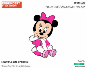 Baby Minnie - Disney Characters - Christmas - Holiday Inspired Embroidery Design in 3 sizes & 8 formats