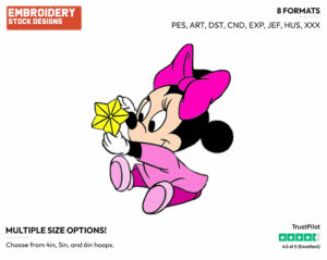 Baby Minnie - Disney Characters - Christmas - Holiday Inspired Embroidery Design in 3 sizes & 8 formats