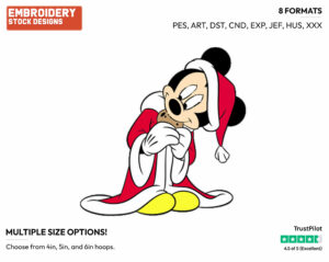 Mickey Mouse Eating Cookie - Disney Characters - Christmas - Holiday Inspired Embroidery Design in 3 sizes & 8 formats